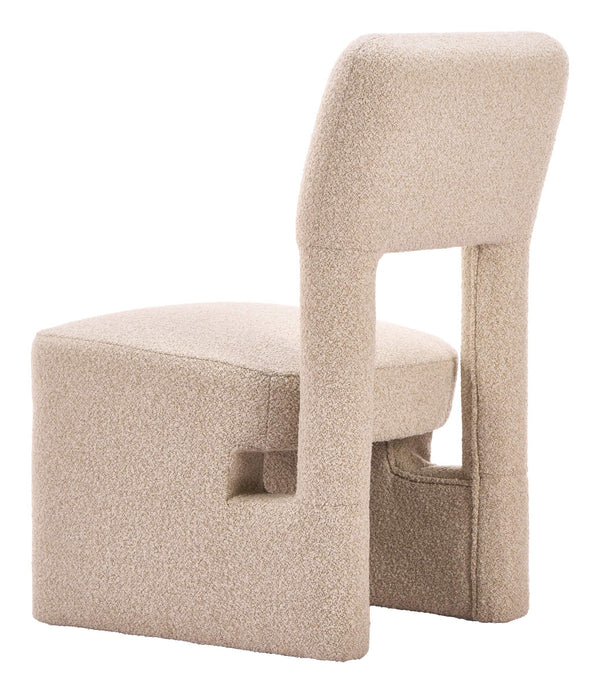 Dewey Shearling Upholstered Dining Chair Set Rubberwood Frame Modern Deco Style