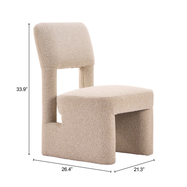 Dewey Shearling Upholstered Dining Chair Set Rubberwood Frame Modern Deco Style