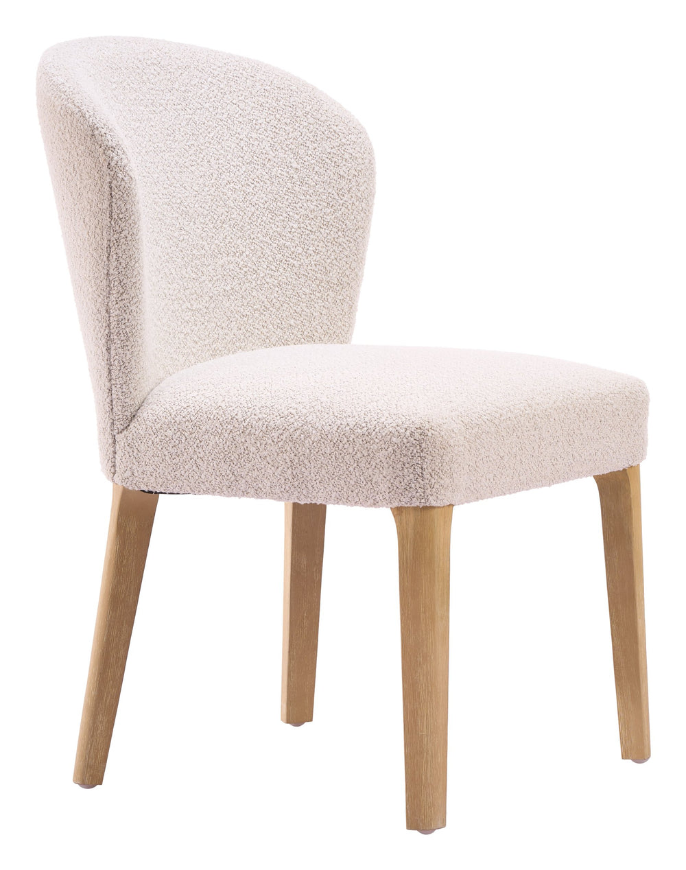 Zuo Modern Mondstein Shearling Upholstered Dining Chairs Set of 2 Art Deco Rubberwood Frame 111004