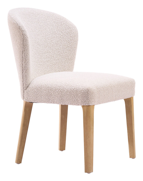 Zuo Modern Mondstein Shearling Upholstered Dining Chairs Set of 2 Art Deco Rubberwood Frame 111004