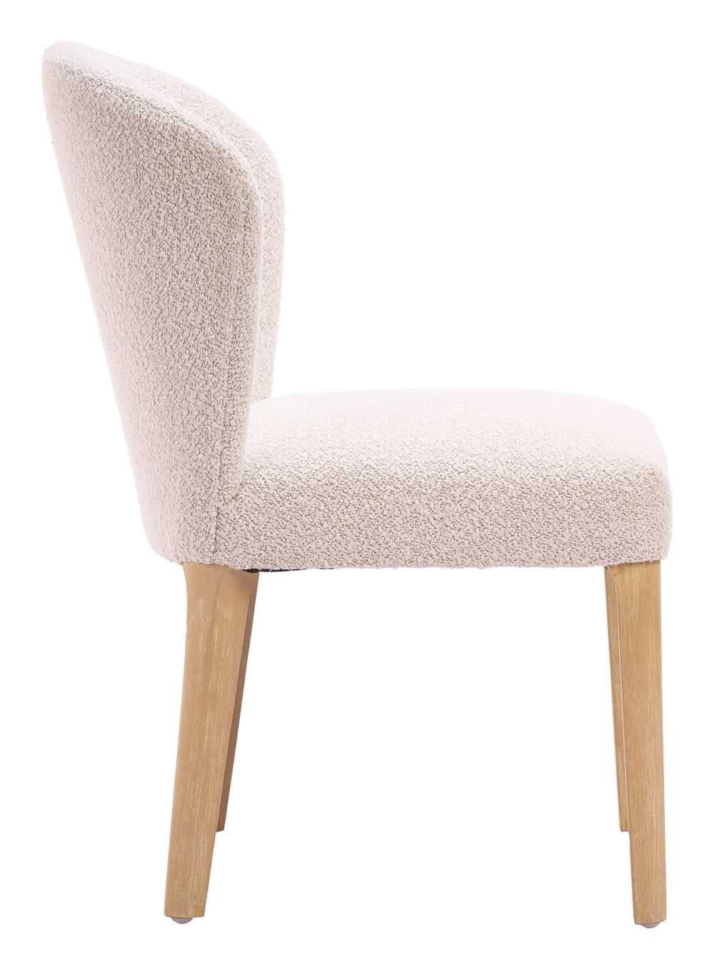 Zuo Modern Mondstein Shearling Upholstered Dining Chairs Set of 2 Art Deco Rubberwood Frame 111004