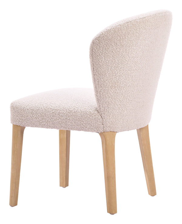 Mondstein Shearling Upholstered Dining Chairs Set of 2 Art Deco Rubberwood Frame