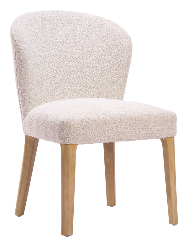 Mondstein Shearling Upholstered Dining Chairs Set of 2 Art Deco Rubberwood Frame