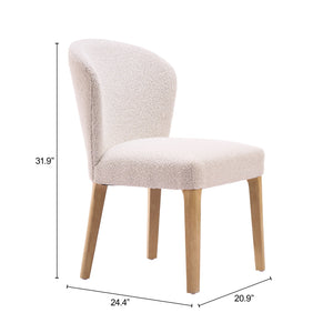 Mondstein Shearling Upholstered Dining Chairs Set of 2 Art Deco Rubberwood Frame
