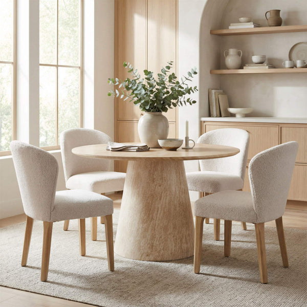 Mondstein Shearling Upholstered Dining Chairs Set of 2 Art Deco Rubberwood Frame