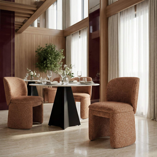 Citrine Shearling Upholstered Dining Chairs Set of 2 Art Deco Rubberwood Frame
