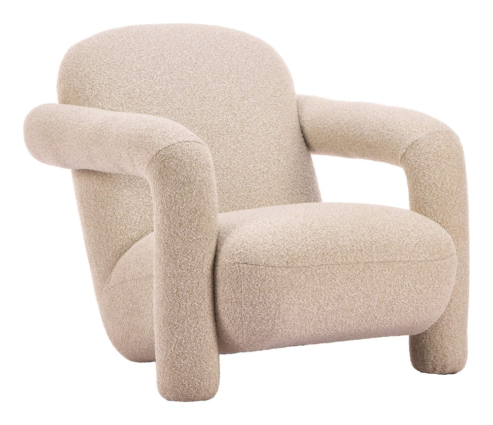 Zuo Modern Selenya Shearling Upholstered Accent Chair Modern Deco Style for Living Room 111006