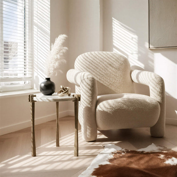 Selenya Shearling Upholstered Accent Chair Modern Deco Style for Living Room