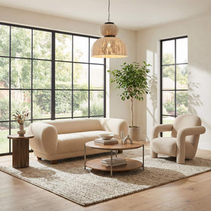 Selenya Shearling Upholstered Accent Chair Modern Deco Style for Living Room