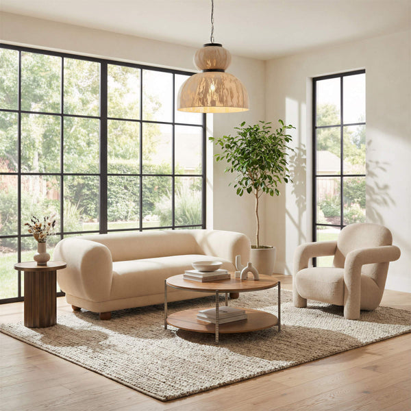 Selenya Shearling Upholstered Accent Chair Modern Deco Style for Living Room