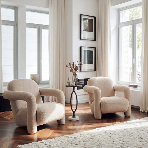 Selenya Shearling Upholstered Accent Chair Modern Deco Style for Living Room