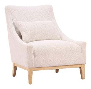 Zuo Modern Velun Shearling Style Accent Chair Sculpted Silhouette Rubberwood Frame Living Room 111009