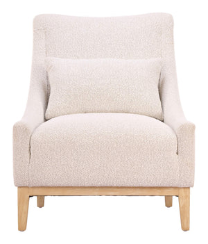 Velun Shearling Style Accent Chair Sculpted Silhouette Rubberwood Frame Living Room