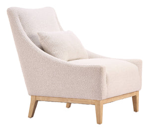 Velun Shearling Style Accent Chair Sculpted Silhouette Rubberwood Frame Living Room