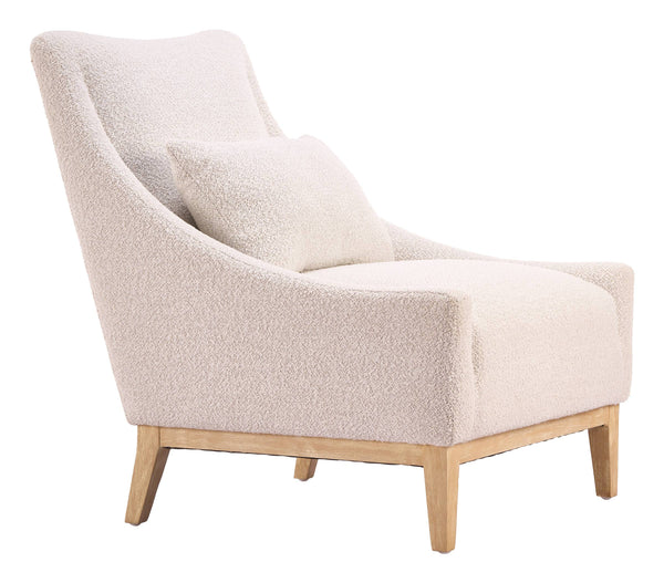 Velun Shearling Style Accent Chair Sculpted Silhouette Rubberwood Frame Living Room