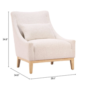 Velun Shearling Style Accent Chair Sculpted Silhouette Rubberwood Frame Living Room