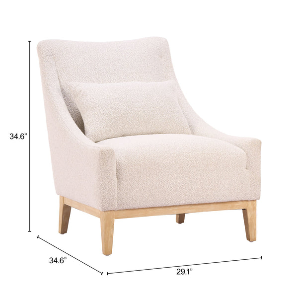 Velun Shearling Style Accent Chair Sculpted Silhouette Rubberwood Frame Living Room
