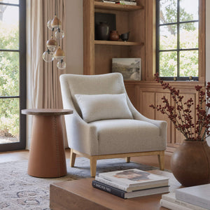 Velun Shearling Style Accent Chair Sculpted Silhouette Rubberwood Frame Living Room