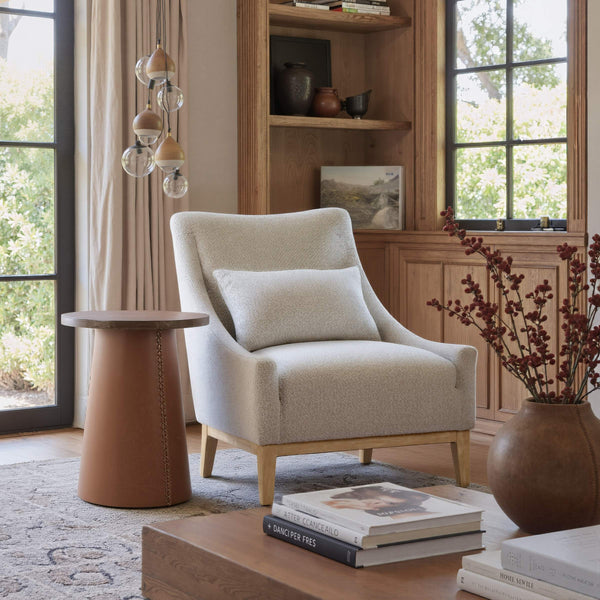 Velun Shearling Style Accent Chair Sculpted Silhouette Rubberwood Frame Living Room