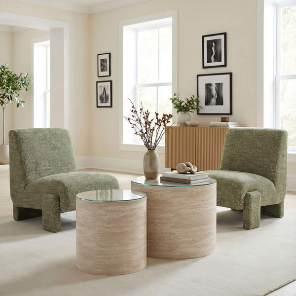 Orleen Accent Chair Textured Polyester Upholstery Solid Wood Frame Modern Lounge
