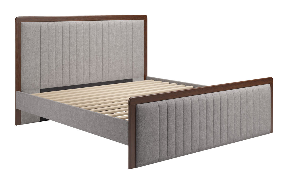 Zuo Modern Somune King Upholstered Bed Rubberwood Frame Faux Linen Headboard Modern Glam 111012