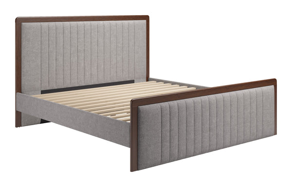 Zuo Modern Somune King Upholstered Bed Rubberwood Frame Faux Linen Headboard Modern Glam 111012