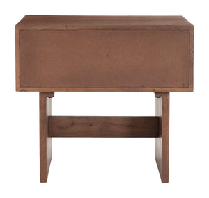 Amaria Mango Wood Nightstand with Jute Accents Handcrafted Bedside Storage Table