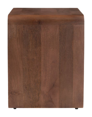 Calipso Mango Wood Nightstand Two Drawer Minimalist Bedside Table Walnut Finish