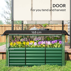 English Elm Outsunny Galvanized Steel Raised Planter with Crop Cage and 60 Percent Shade Cloth W2225P485601