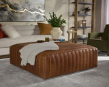 Lewin Ottoman - Square - Aged Cognac Leather 111038 Sunpan