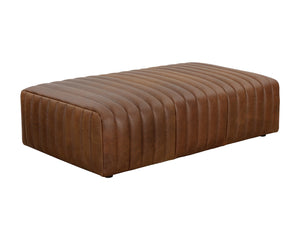 Lewin Ottoman - Rectangular - Aged Cognac Leather 111039 Sunpan