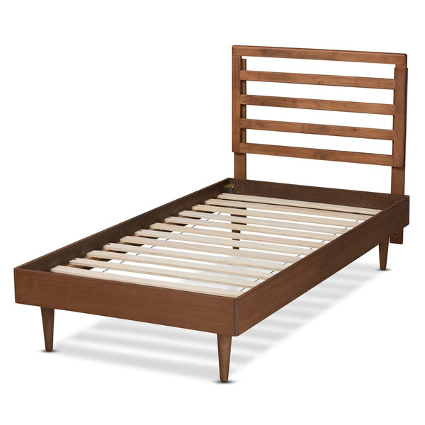 Baxton Studio Baxton Studio Ryo Twin Platform Bed - Elegant Walnut Finish, Mid-Century Design, Customizable Height Ryo-Ash Walnut-Twin