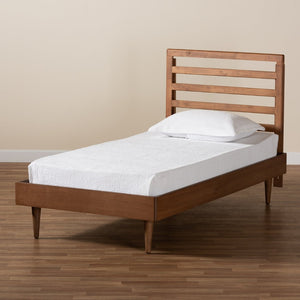 Baxton Studio Baxton Studio Ryo Twin Platform Bed - Elegant Walnut Finish, Mid-Century Design, Customizable Height Ryo-Ash Walnut-Twin