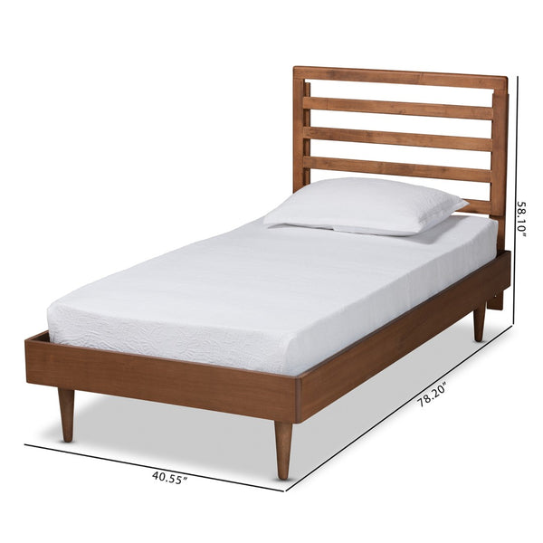 Baxton Studio Baxton Studio Ryo Twin Platform Bed - Elegant Walnut Finish, Mid-Century Design, Customizable Height Ryo-Ash Walnut-Twin