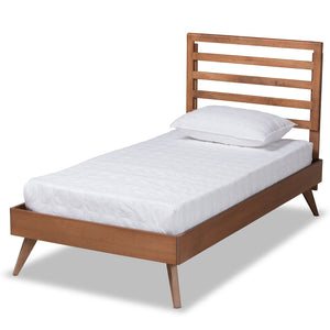Baxton Studio Baxton Studio Mid-Century Modern Twin Platform Bed in Ash Walnut - Stylish and Space-Saving Design Shiro Twin Shiro-Ash Walnut-Twin