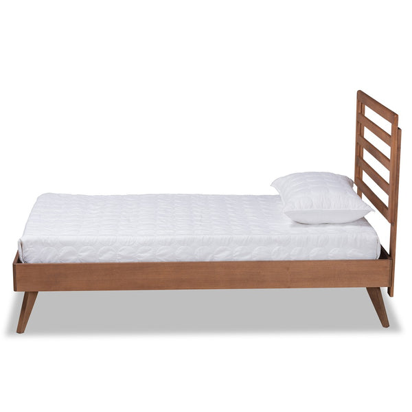 Baxton Studio Baxton Studio Mid-Century Modern Twin Platform Bed in Ash Walnut - Stylish and Space-Saving Design Shiro Twin Shiro-Ash Walnut-Twin