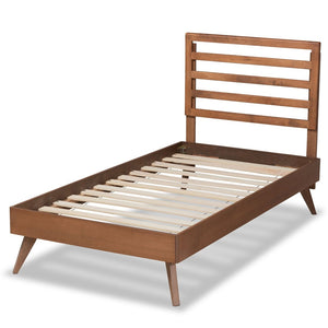 Baxton Studio Baxton Studio Mid-Century Modern Twin Platform Bed in Ash Walnut - Stylish and Space-Saving Design Shiro Twin Shiro-Ash Walnut-Twin