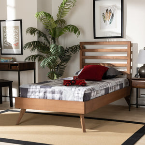 Baxton Studio Baxton Studio Mid-Century Modern Twin Platform Bed in Ash Walnut - Stylish and Space-Saving Design Shiro Twin Shiro-Ash Walnut-Twin