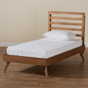 Baxton Studio Baxton Studio Mid-Century Modern Twin Platform Bed in Ash Walnut - Stylish and Space-Saving Design Shiro Twin Shiro-Ash Walnut-Twin