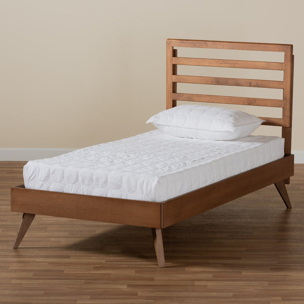 Baxton Studio Baxton Studio Mid-Century Modern Twin Platform Bed in Ash Walnut - Stylish and Space-Saving Design Shiro Twin Shiro-Ash Walnut-Twin