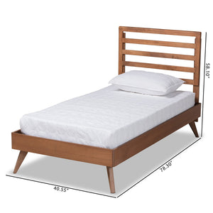Baxton Studio Baxton Studio Mid-Century Modern Twin Platform Bed in Ash Walnut - Stylish and Space-Saving Design Shiro Twin Shiro-Ash Walnut-Twin
