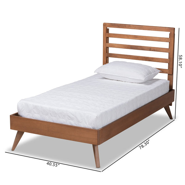 Baxton Studio Baxton Studio Mid-Century Modern Twin Platform Bed in Ash Walnut - Stylish and Space-Saving Design Shiro Twin Shiro-Ash Walnut-Twin