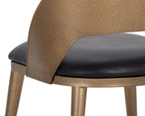 Dezirae Dining Chair - Antique Brass - Charcoal Black Leather 111041 Sunpan