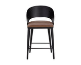 Dezirae Counter Stool - Black - Cognac Leather 111043 Sunpan