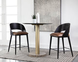 Dezirae Counter Stool - Black - Cognac Leather 111043 Sunpan