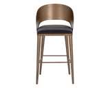 Dezirae Barstool - Antique Brass - Charcoal Black Leather 111052 Sunpan