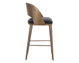 Dezirae Barstool - Antique Brass - Charcoal Black Leather 111052 Sunpan