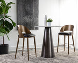 Dezirae Barstool - Antique Brass - Charcoal Black Leather 111052 Sunpan