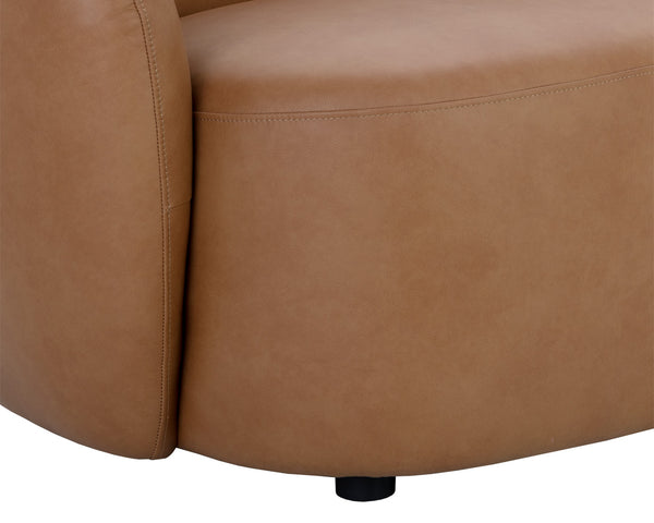 Sunpan Lorne Low Profile Sofa in Top Grain Butternut Leather for Modern Living Rooms 111058V