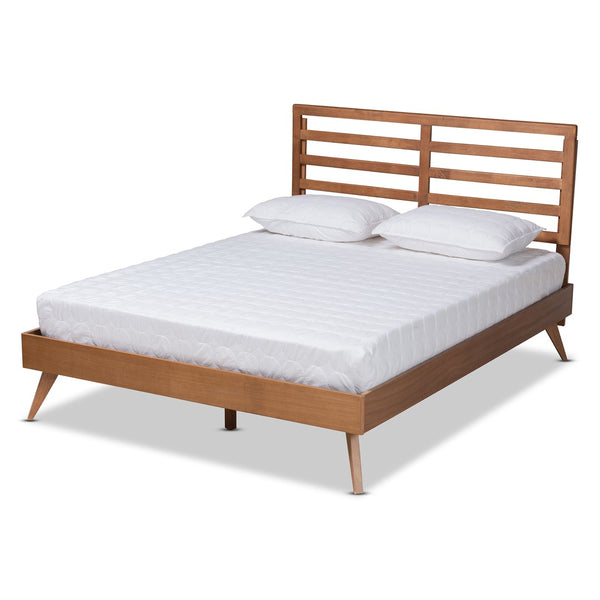 Baxton Studio Baxton Studio Mid-Century Modern Twin Platform Bed in Ash Walnut - Stylish and Space-Saving Design Shiro Shiro-Ash Walnut-Queen